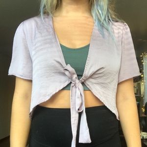 Light Purple Silk Front-tie Blouse